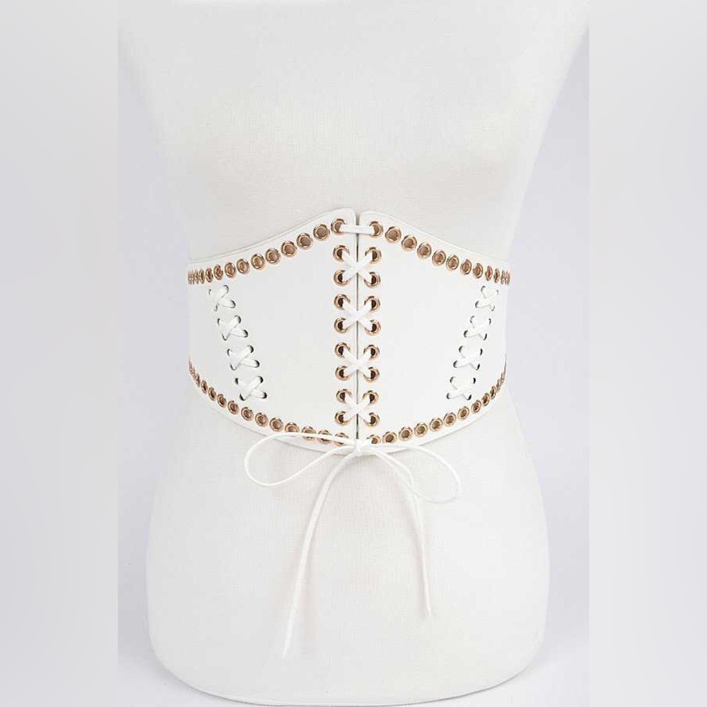 Black Vintage Wide Waist Leather Harness Corset Statement Belt - Picture 4 of 7